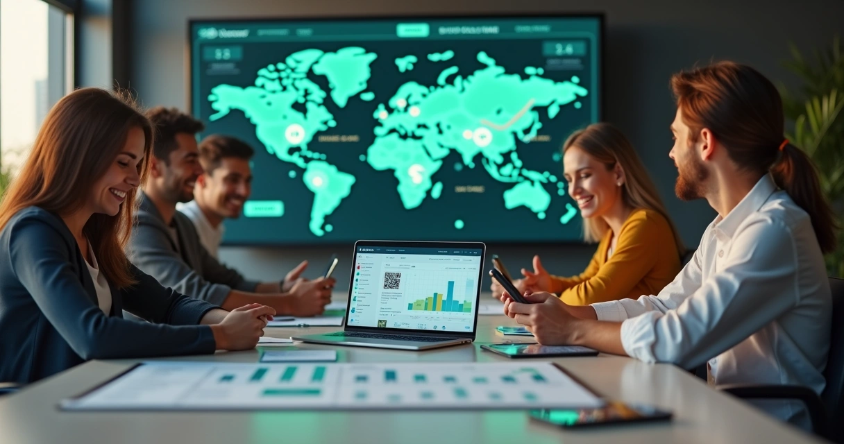 Influenciadores digitais analisando dados de vendas em campanha online 