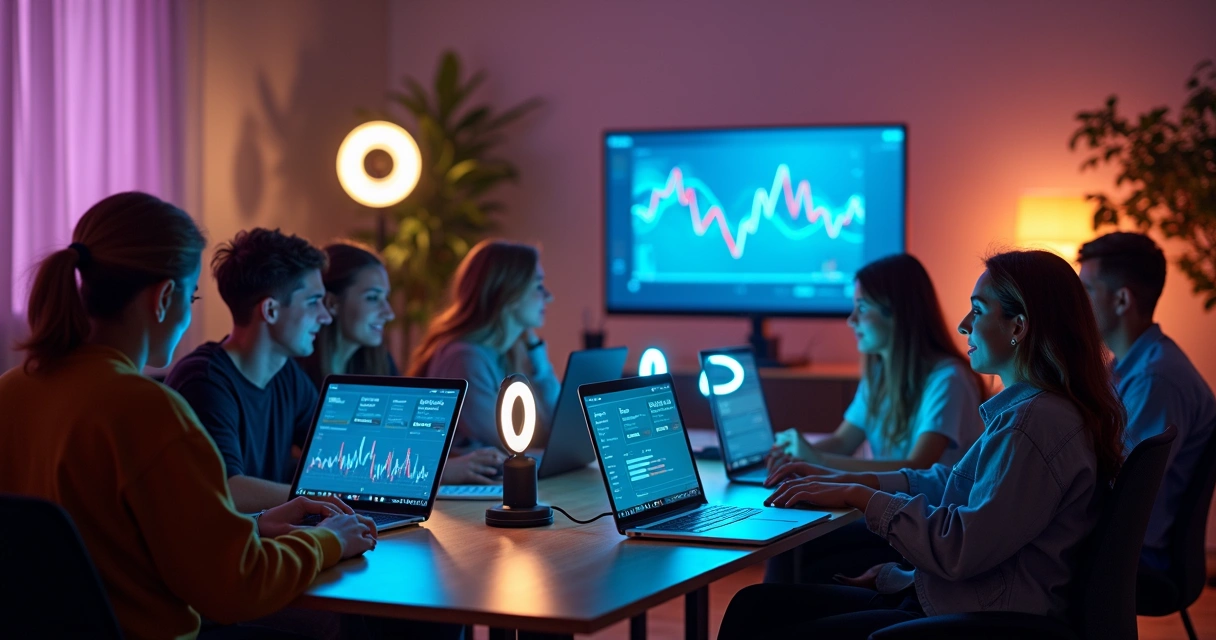 Influenciador digital apresentando produto durante transmissão ao vivo 