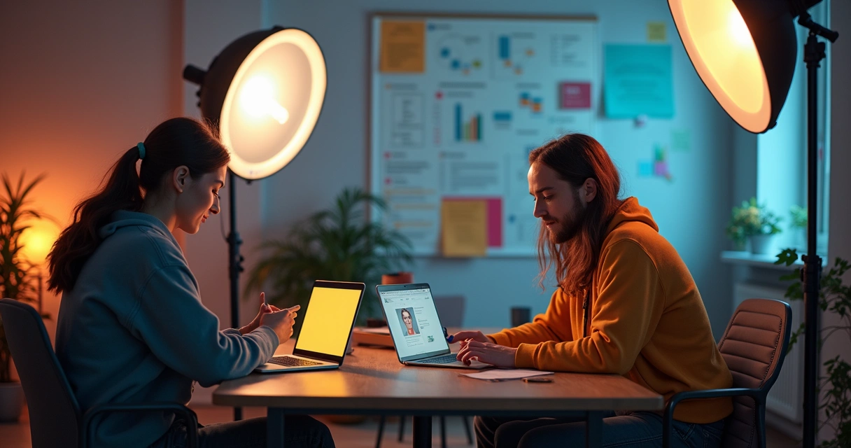Influenciadores digitais gravando vídeos sobre uma marca 