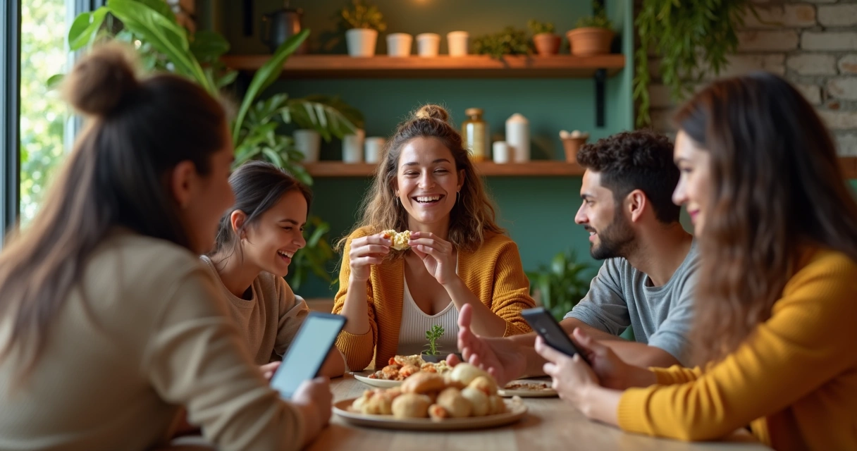 Influenciador de nicho conversando com público engajado em ambiente descontraído 