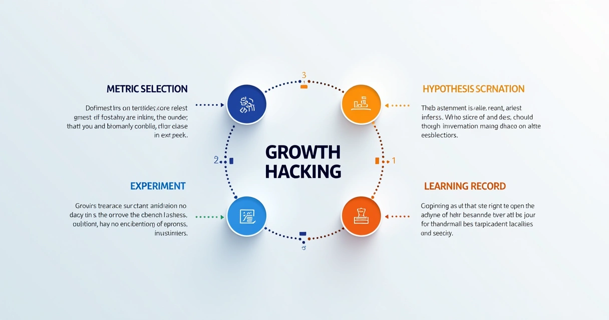 Infográfico estilo simples mostrando as etapas do ciclo de growth hacking