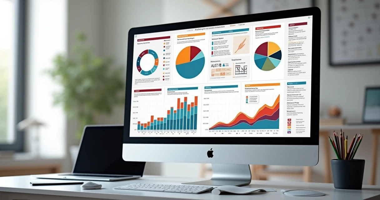 Infográfico colorido com gráficos, ícones e texto organizado em seções distintas mostrando dados complexos de forma clara e atraente 