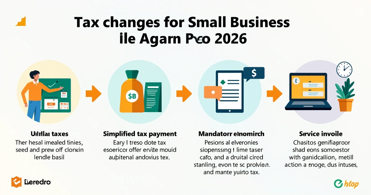 Infográfico mostrando as mudanças tributárias para pequenas empresas em 2026 