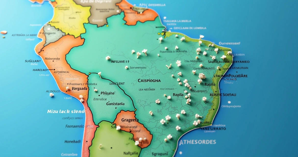 Dados cadastrais aparecendo como pontos destacados sobre mapa do Brasil 