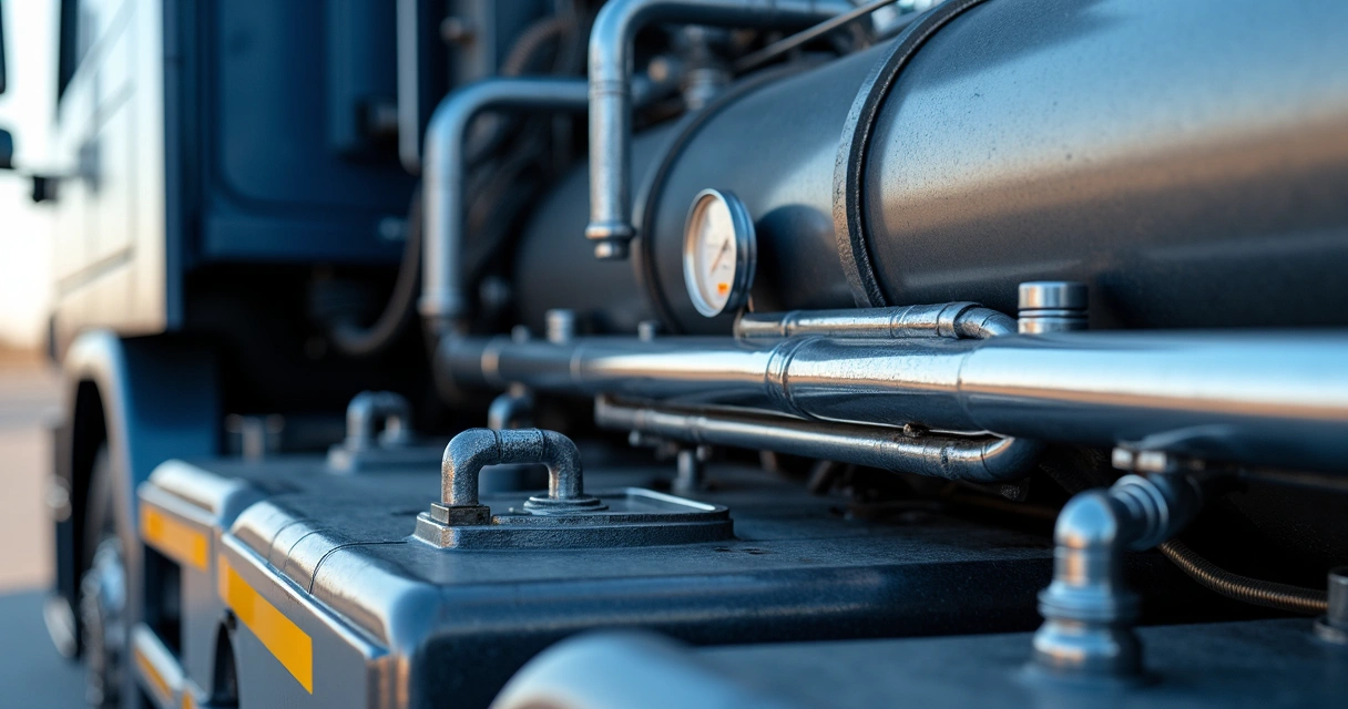 Detalhe dos tanques de hidrogênio em caminhão FCEV da Scania