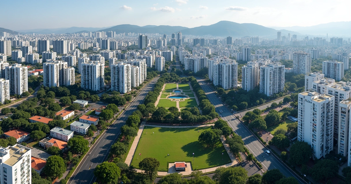 Vista de Campinas com prédios e vias urbanas largas 