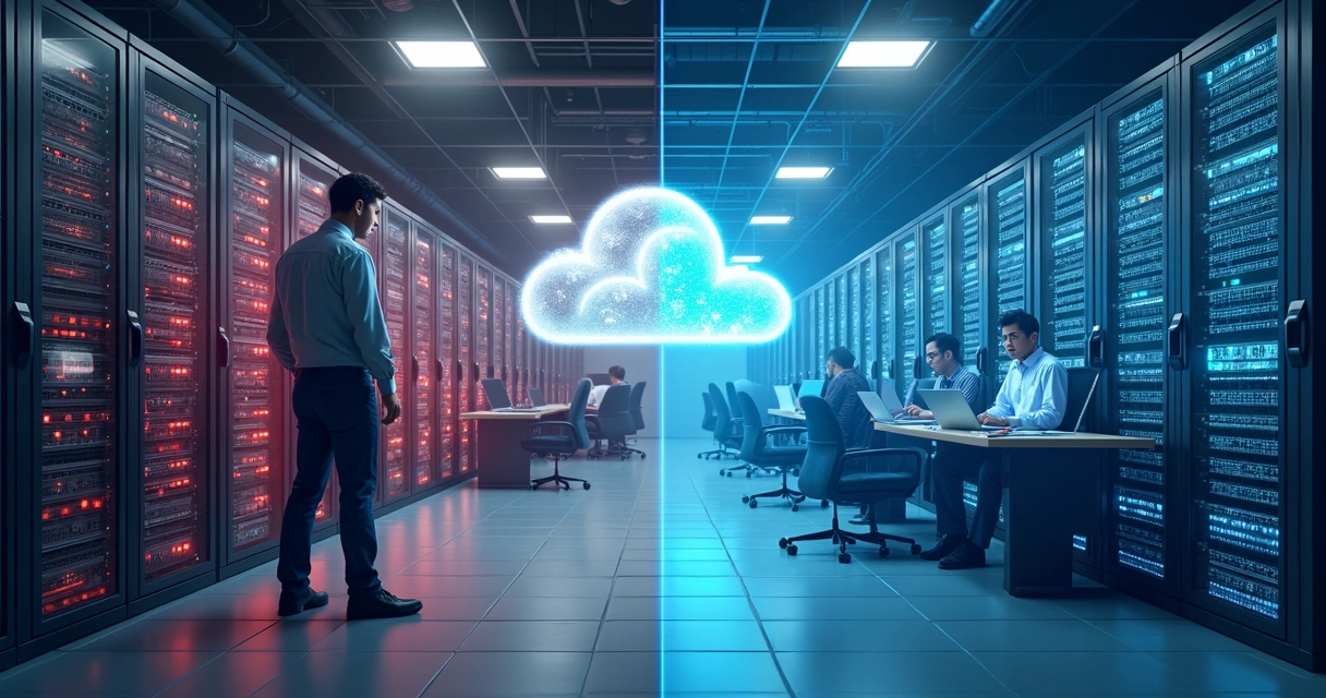 Comparação entre infraestrutura de cloud e local lado a lado 