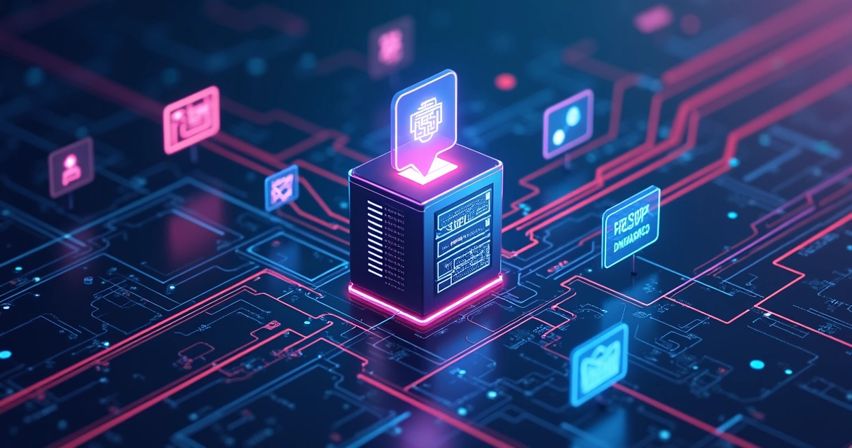 Servidor de e-mail com conexões de DNS, SPF, DKIM, DMARC visualizados em diagramas coloridos 
