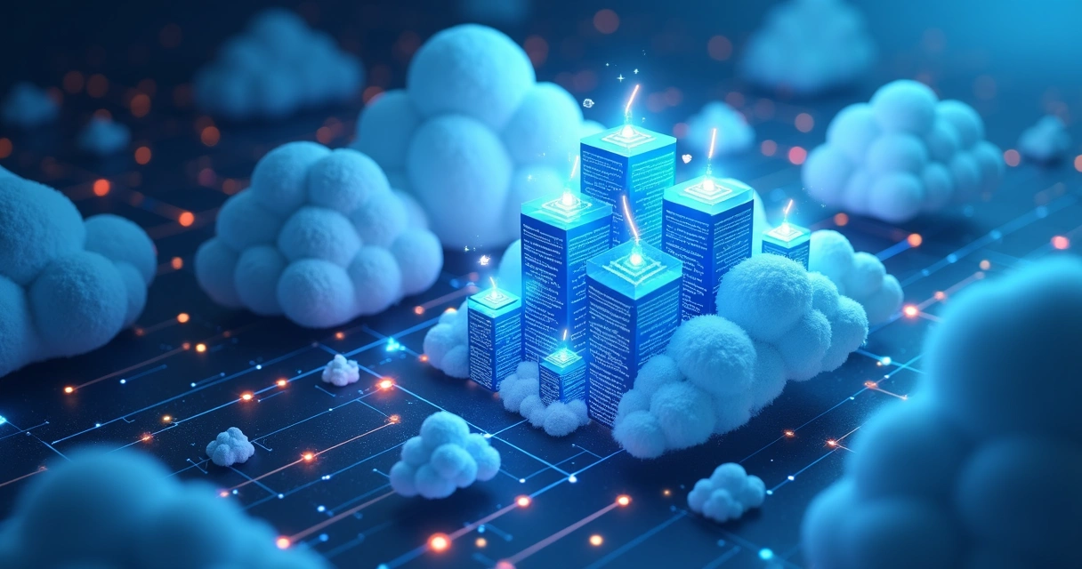 Conceito visual de infraestrutura de TI em nuvem com escalabilidade crescente 