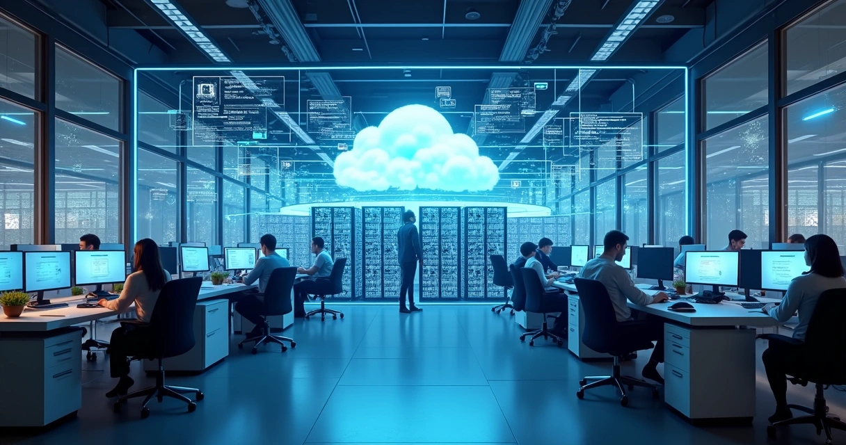 Conexão entre cloud e servidores locais em infraestrutura híbrida.