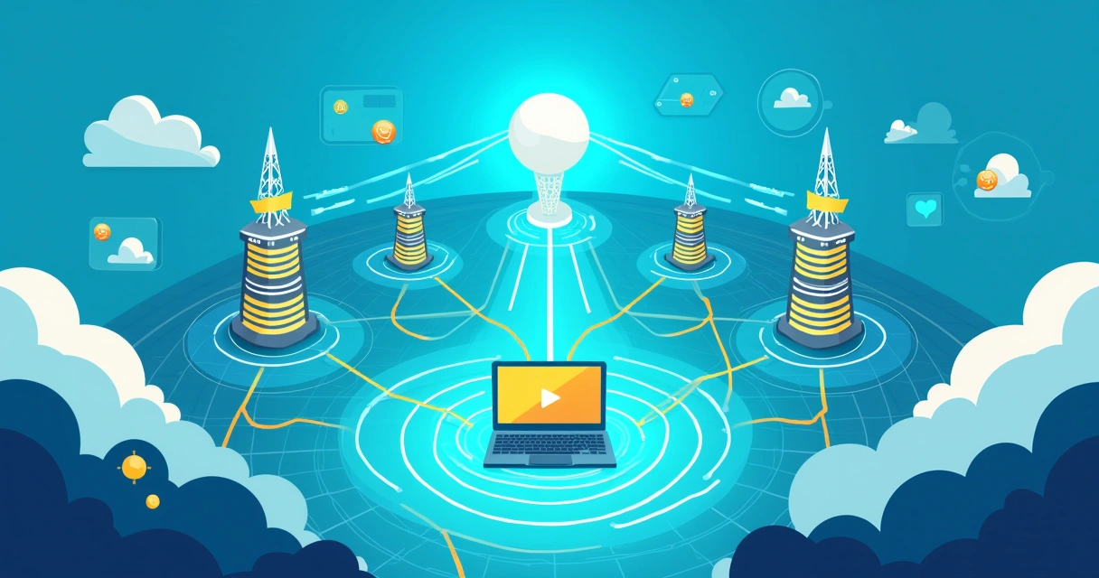 Ilustração da infraestrutura do IX.br com provedores de internet conectando-se em um hub central.