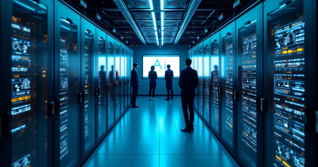 Centro de dados empresarial com servidores para LLM privada 