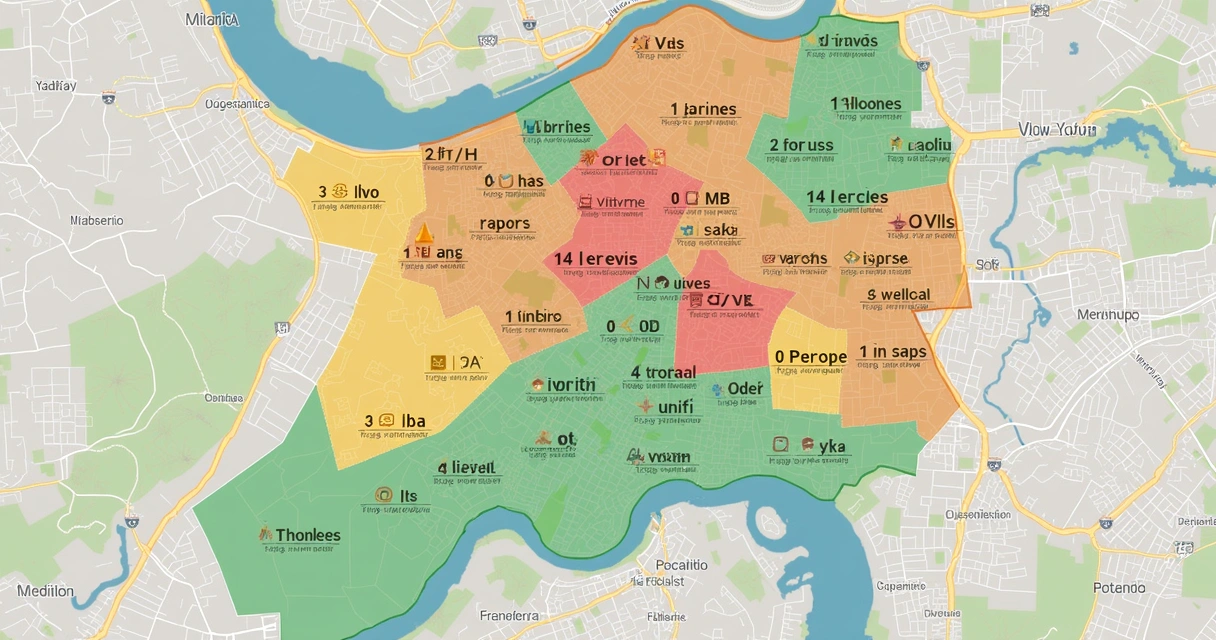 Mapa mostrando valor de metro quadrado e infraestrutura em bairros de Pelotas