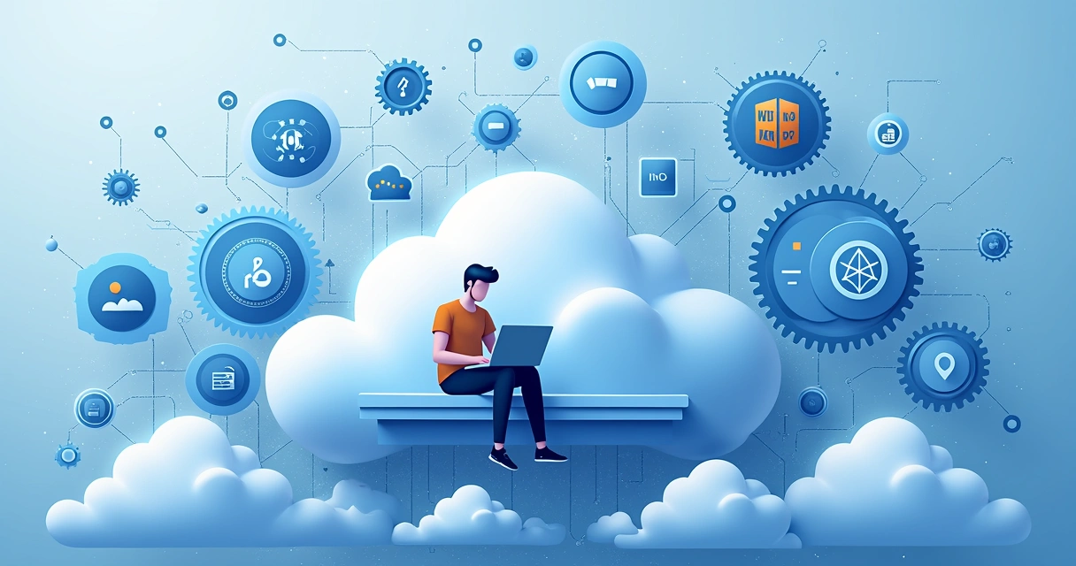 Representação visual de uma infraestrutura de nuvem integrada com múltiplas ferramentas open source