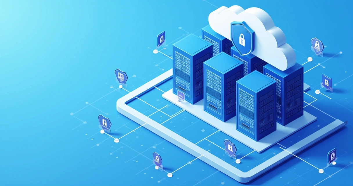 Ambiente de TI corporativo seguro com dados protegidos na nuvem 