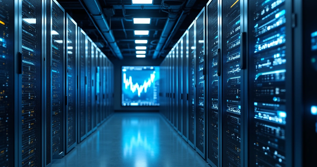 Servidores e computadores em infraestrutura de trading 