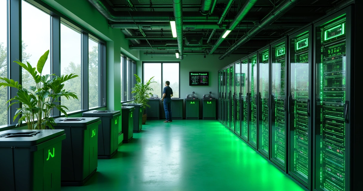 Sala com infraestrutura de TI sustentável e equipamentos reutilizados 