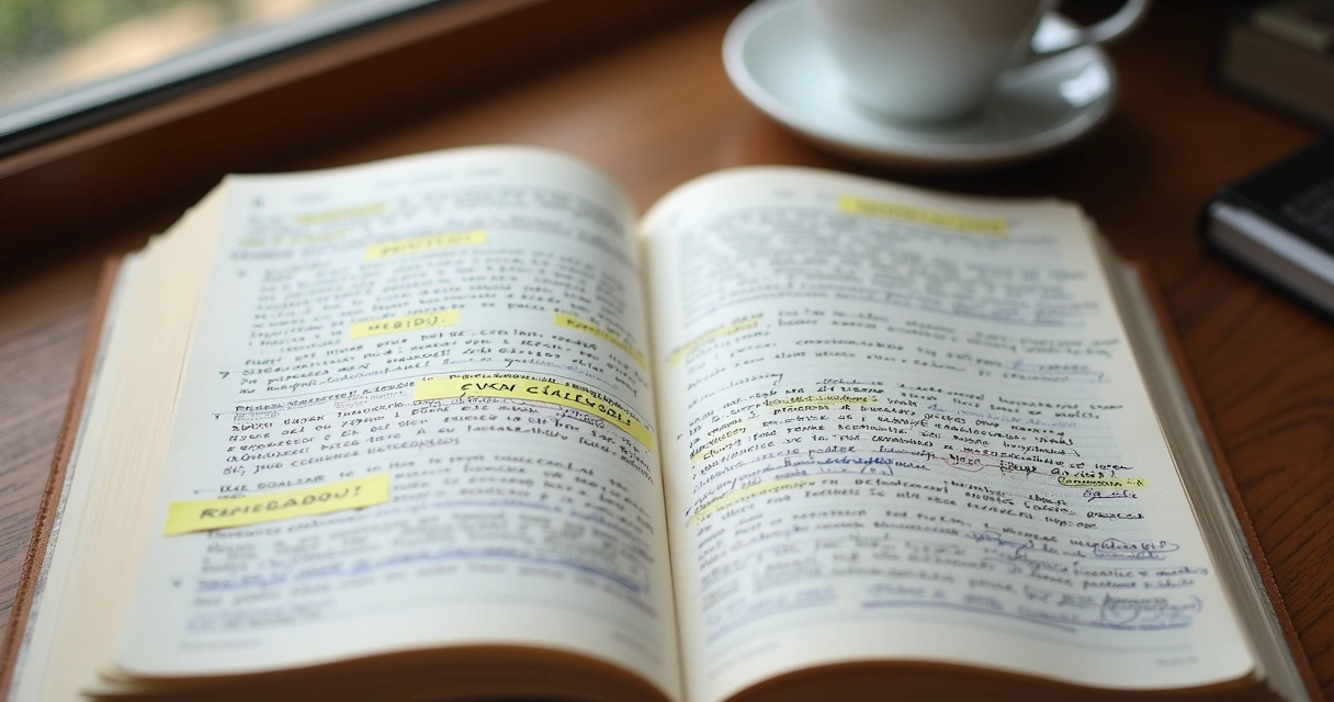 Livros de inglês abertos com anotações e destaque para palavras aparentemente iguais em português e inglês. 