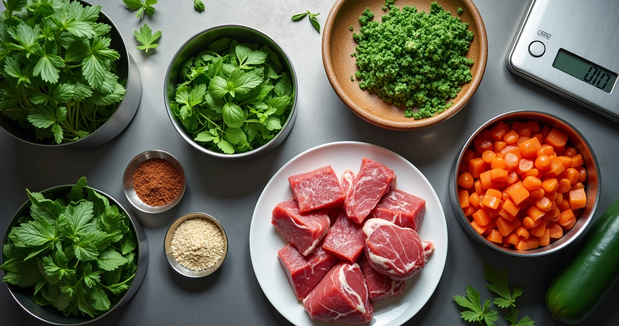 Ingredientes variados sobre bancada de cozinha. 