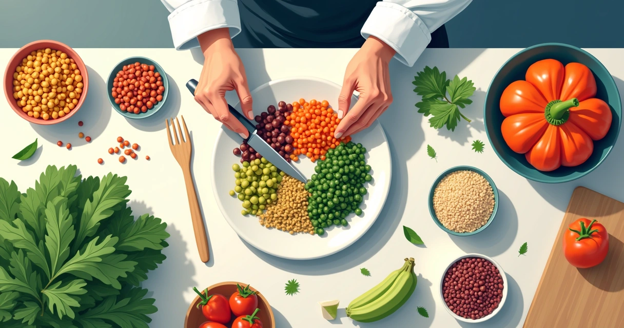 Preparação com ingredientes frescos para marmita saudável 