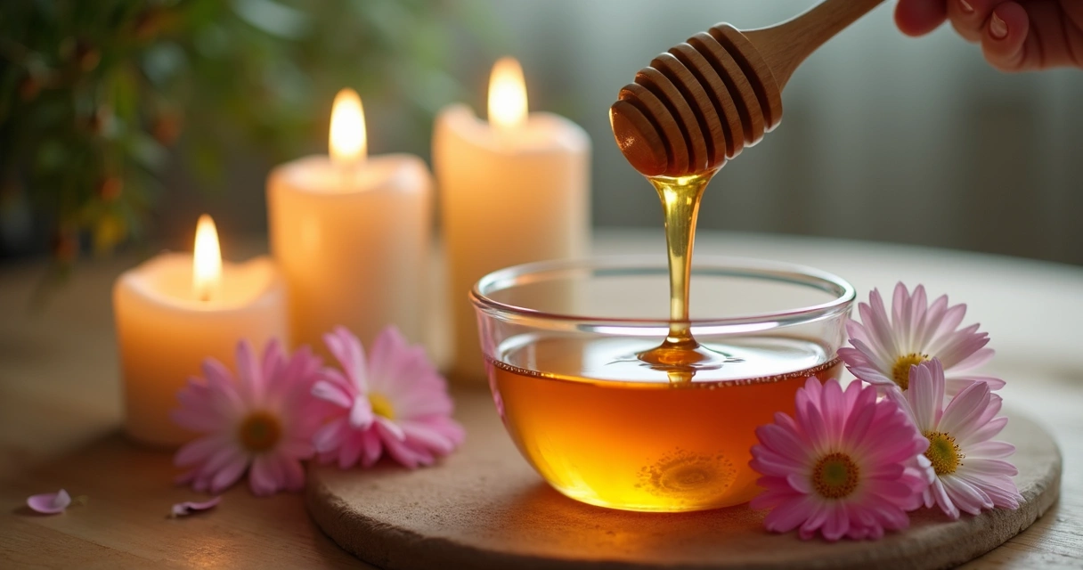 Mel velas e flores para adoçamento 