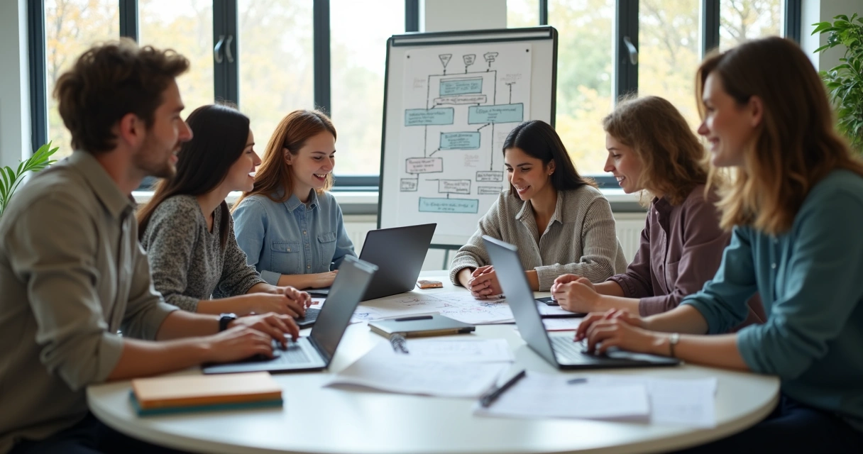 Jovens estudando algotrading com computadores 