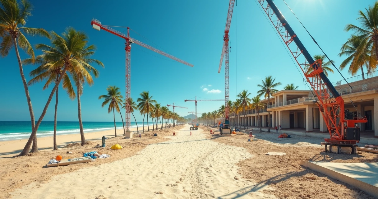 Início da construção de resort em área litorânea 