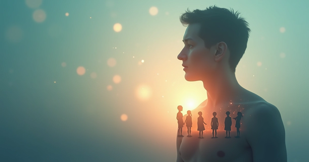 Silhouette of a person with many smaller figures inside symbolizing inner parts 