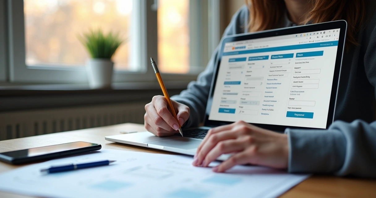 Jovem preenchendo inscrição para Sisu, Prouni e Fies no notebook