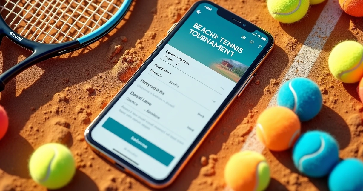 Tela de aplicativo exibindo painel de inscrições para torneio de beach tennis 