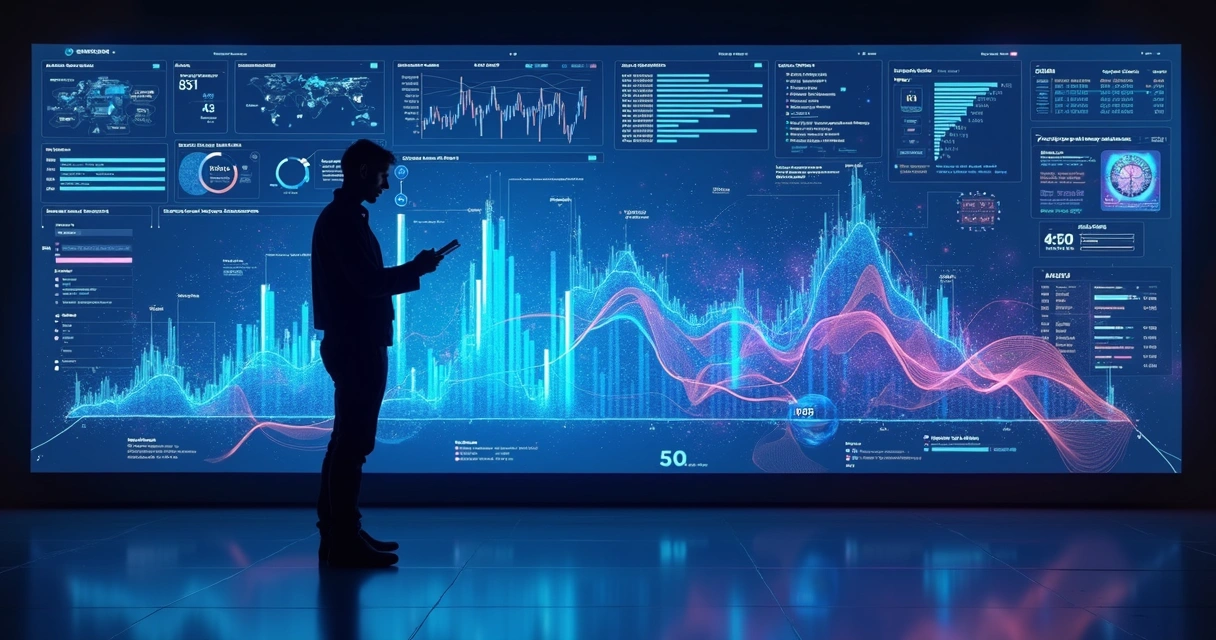 Painéis digitais com dashboards e dados em tempo real 