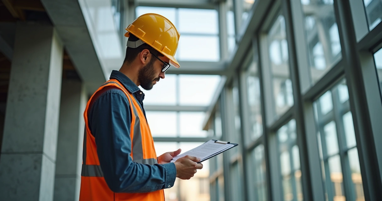 Engenheiro fazendo inspeção técnica em edifício 