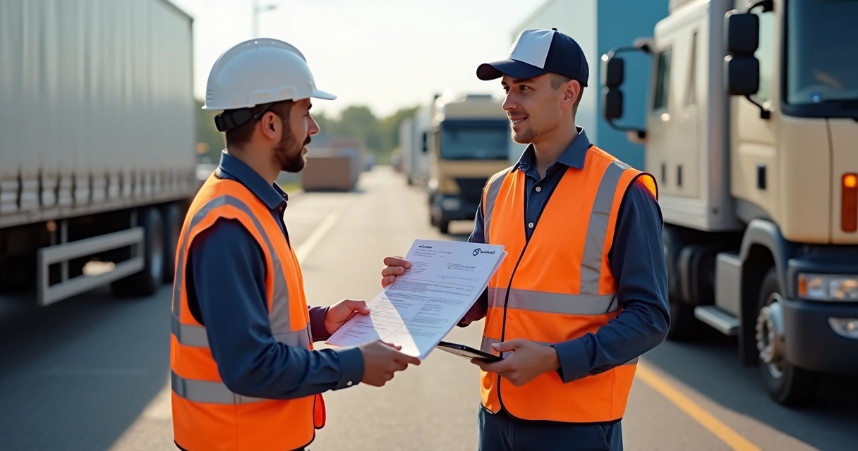 Fiscalização em transporte conferindo documento DACE 