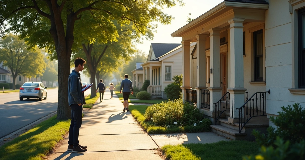 Pessoa analisando fachada de casa para leilão 