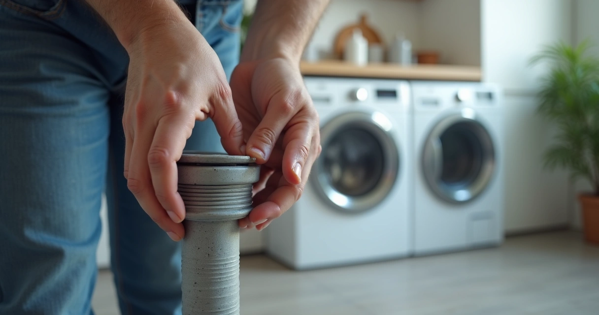 Pessoa inspecionando mangueira de lavadora 