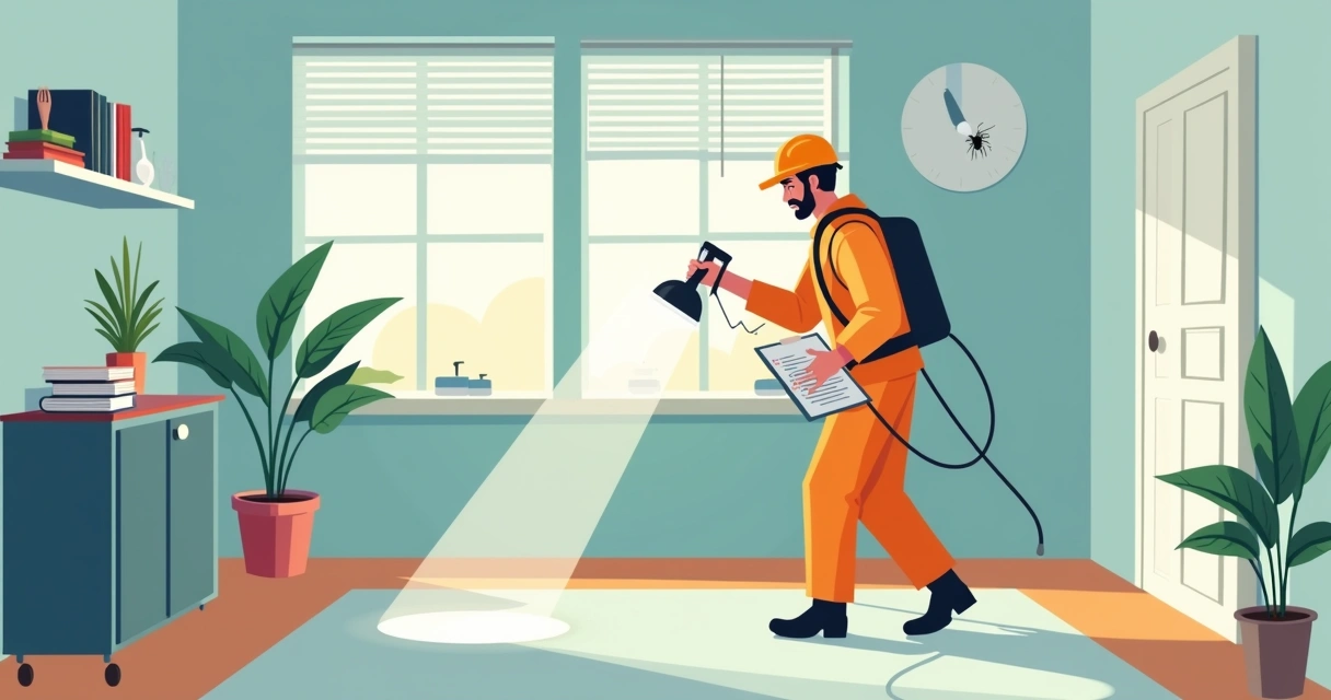 Técnico inspecionando ambiente limpo após obra 