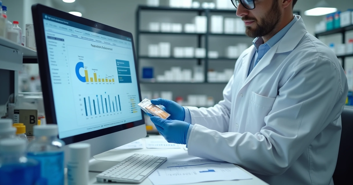 Inspeção de produto em ambiente de laboratório 