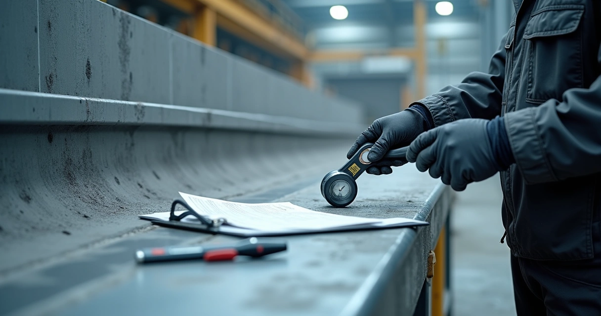 Inspeção de superfície metálica após jateamento industrial