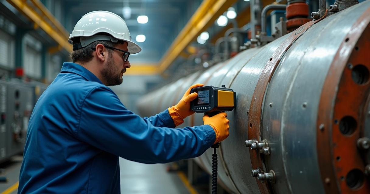 Inspeção técnica de vaso de pressão em ambiente fabril 