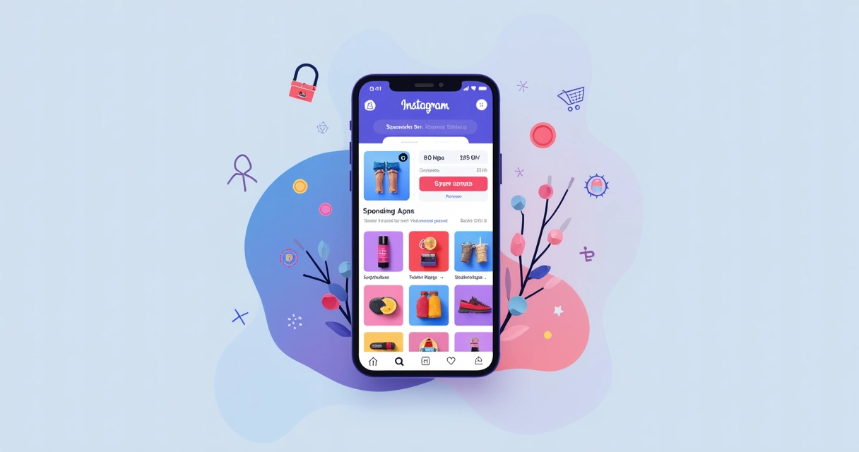 Anúncios de produtos do Instagram Ads em tela de celular 