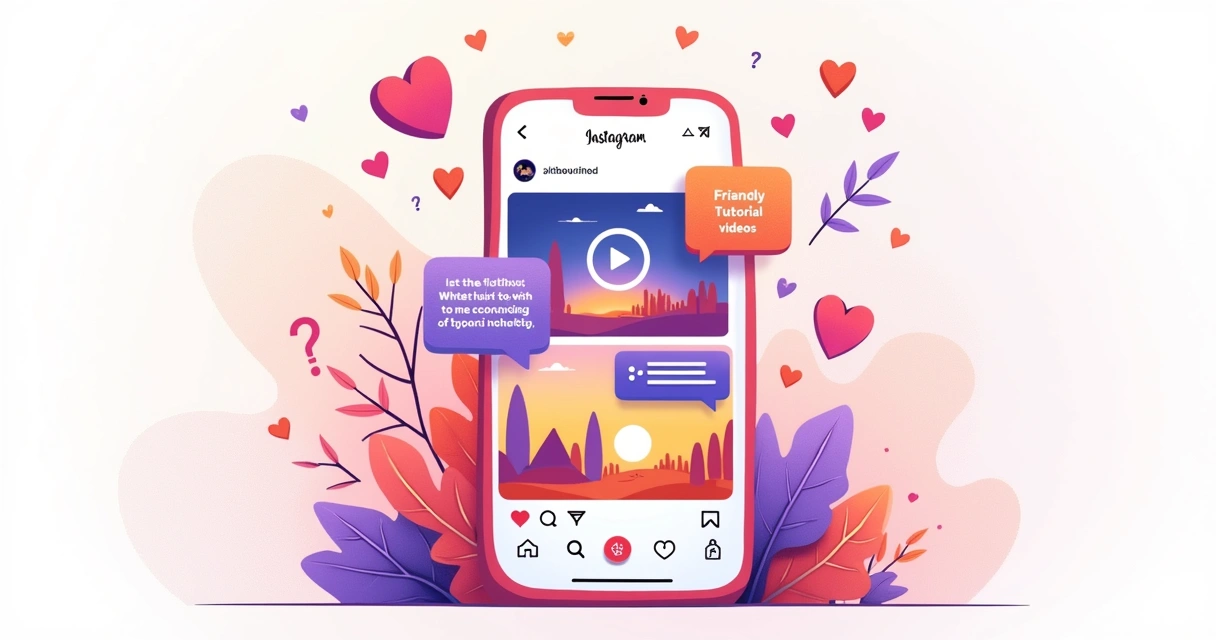 Interface do Instagram com uma diversidade de tipos de conteúdo atraente, incluíndo vídeos e interações.