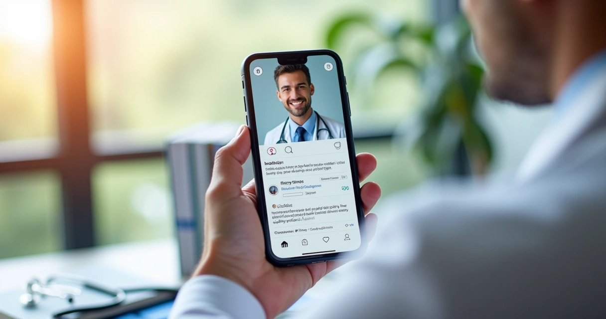 Perfil de médico no Instagram mostrando postagens educativas com comentários de seguidores 