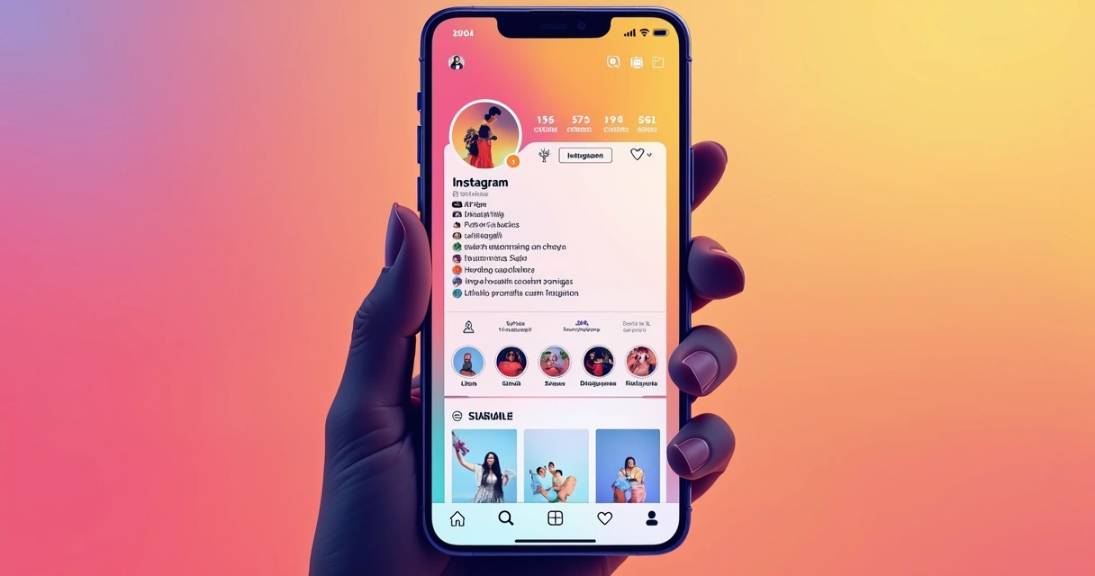 Tela de perfil do Instagram com seguidores e mensagens de engajamento 