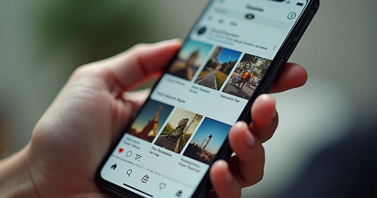 Celular exibindo sequência de Stories do Instagram com engajamento crescente 