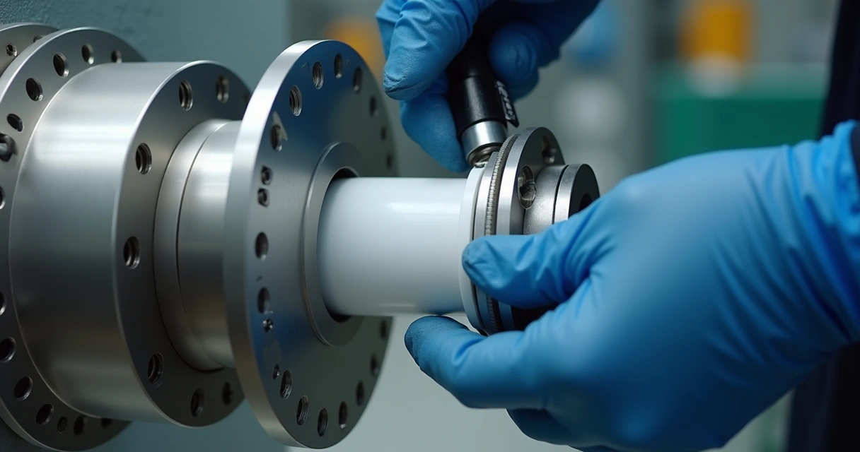 Instalação técnica de bucha de teflon em máquina 