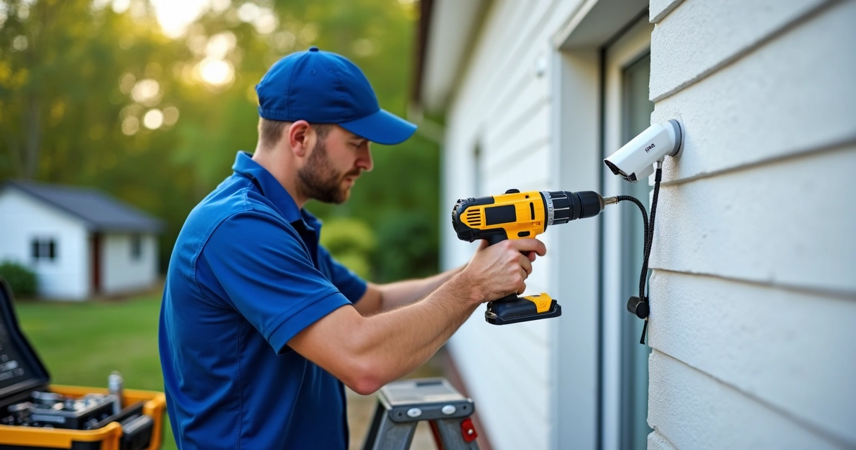 Instalação de uma câmera IP em parede externa 