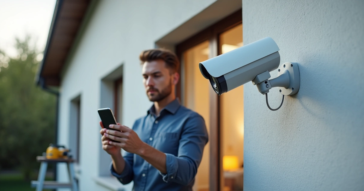 Instalação de câmera Wi-Fi em parede externa 