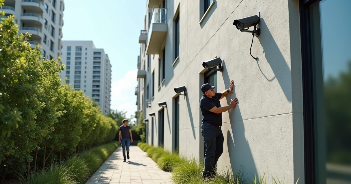 Instalação de câmeras IP WiFi em área externa de condomínio residencial. 