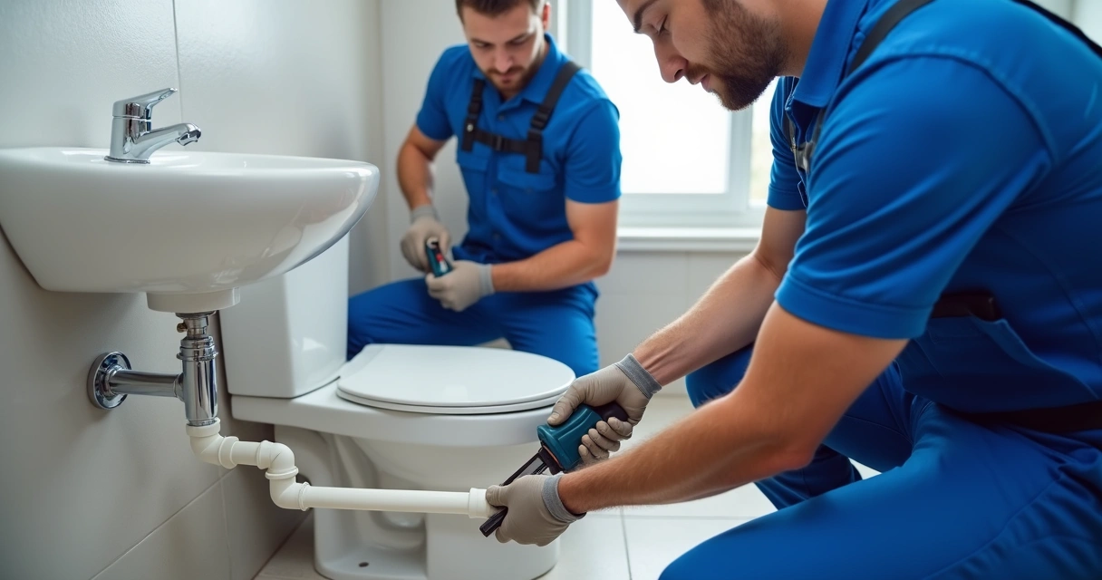 Instalação de canalização e aparelhos sanitários numa casa de banho 