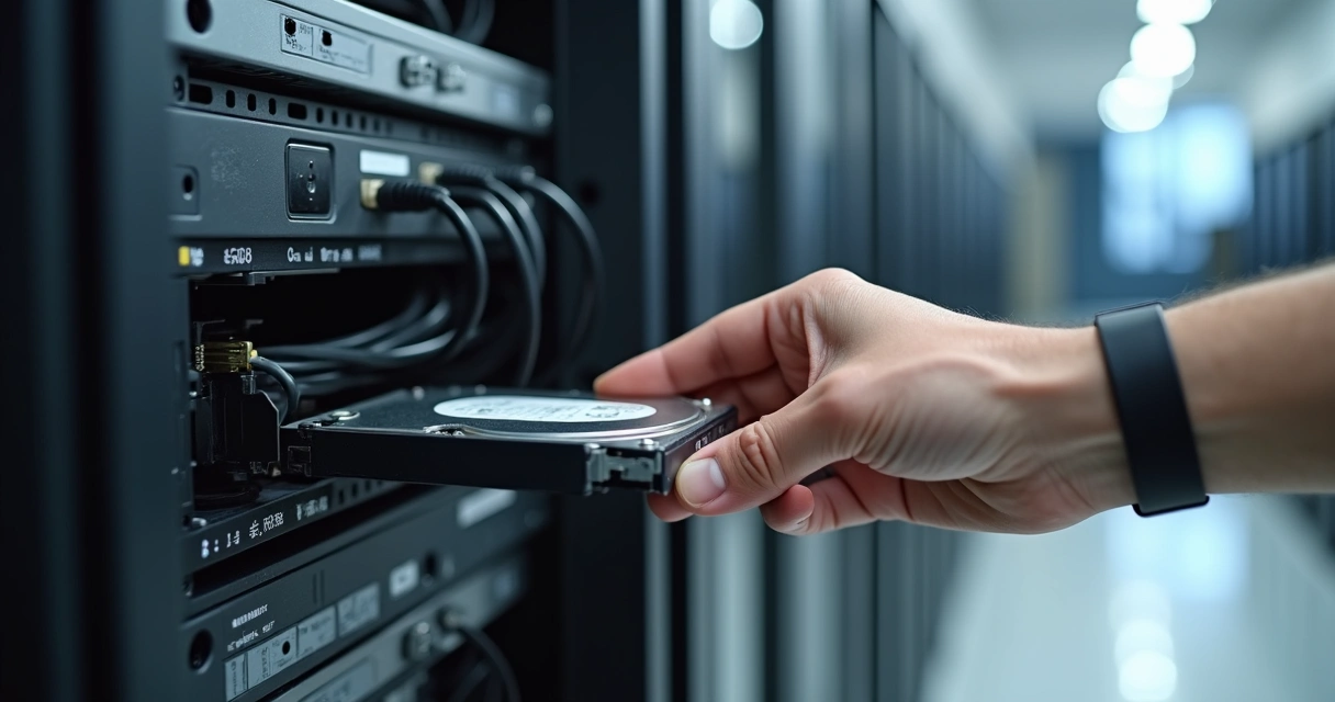 Mão instalando HD corretamente em DVR de segurança 